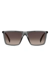 Hugo Boss 56mm Flat Top Sunglasses In Grey Havana Ruth/ Brown