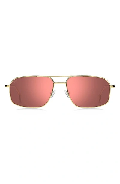 Hugo Boss 58mm Aviator Sunglasses In Gold/ Burgundy