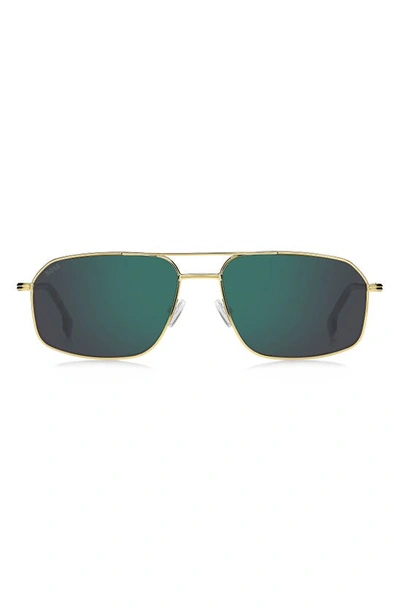Hugo Boss 58mm Aviator Sunglasses In Gold/ Green Mirror