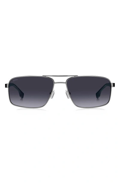 Hugo Boss 59mm Aviator Sunglasses In Ruth Blue/ Grey