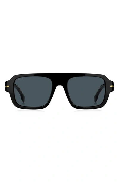 Hugo Boss 53mm Flat Top Sunglasses In Black Blue