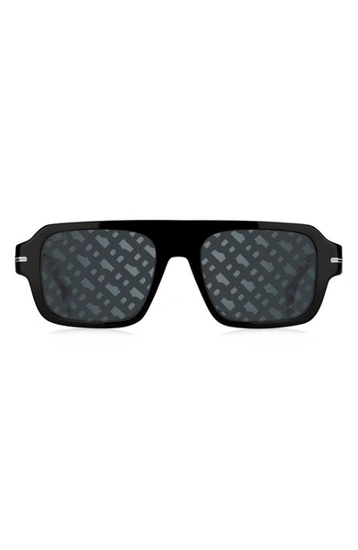 Hugo Boss 53mm Flat Top Sunglasses In Black Silver Grey