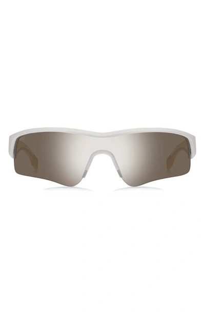 Hugo Boss Shield Sunglasses In White Silver Mirror