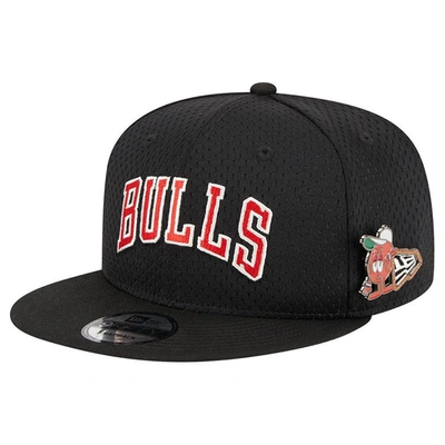 New Era Black Chicago Bulls Post-up Pin Mesh 9fifty Snapback Hat