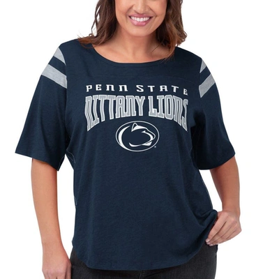 G-iii 4her By Carl Banks Navy Penn State Nittany Lions Plus Size Linebacker Half-sleeve T-shirt