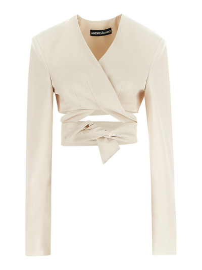 Andreädamo Flannel Cropped Jacket In White