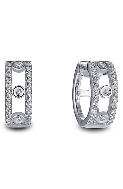 Lafonn Simulated Diamond Huggie Hoop Earrings In Silver/ Clear