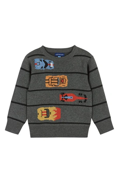 Andy & Evan Kids' Intarsia Pullover Sweater In Racecar Grey