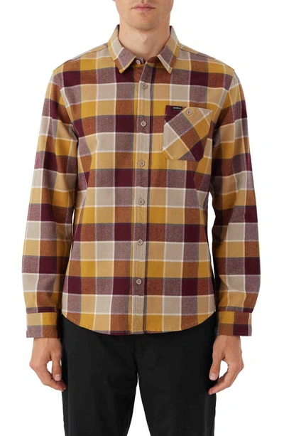 O'neill Winslow Plaid Flannel Button-up Shirt In Dark Khaki