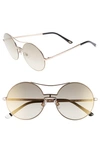 Web 55mm Round Metal Shield Sunglasses In Rose Gold/ Brown
