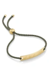 Monica Vinader Engravable Havana Mini Friendship Bracelet In Gold/ Khaki