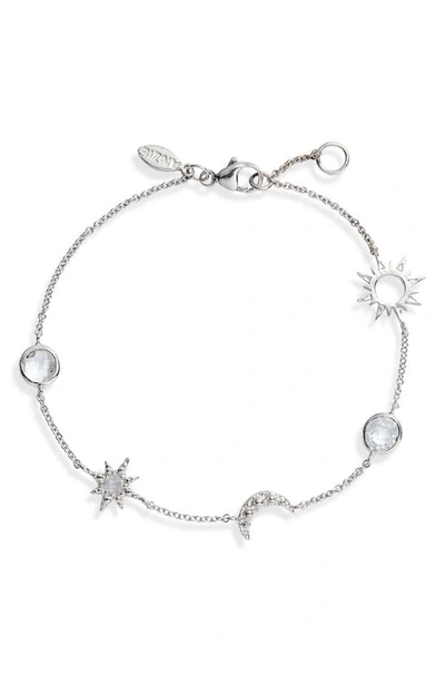 Anzie Starburst Celestial White Topaz Charm Bracelet In Silver