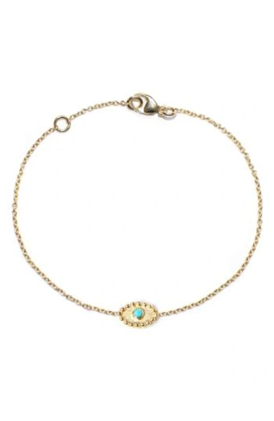 Anzie Dew Drop Evil Eye Turquoise Bracelet In Gold