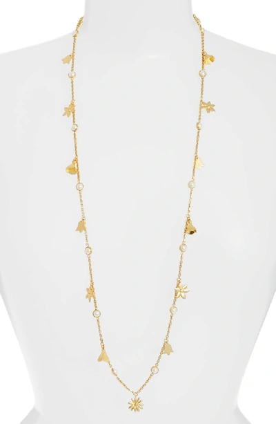 Tory Burch Bellflower Simulated Pearl Necklace, 37 In Pearl/ Brass