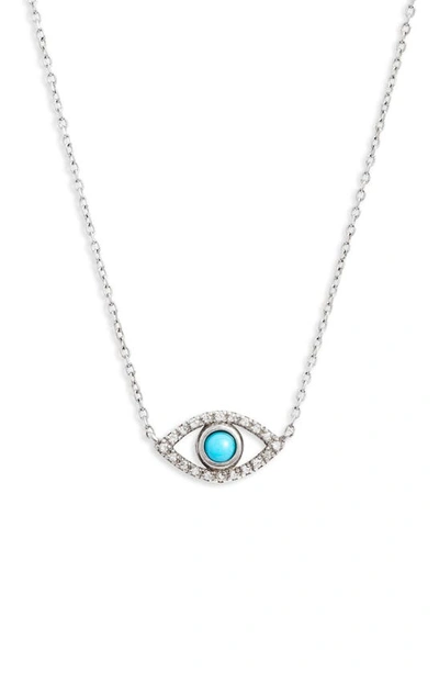 Anzie Evil Eye Turquoise Pendant In Silver