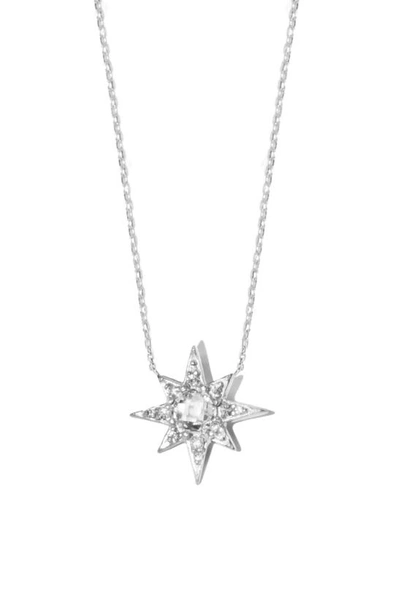 Anzie Starburst White Topaz Pendant Necklace In Silver, Clear