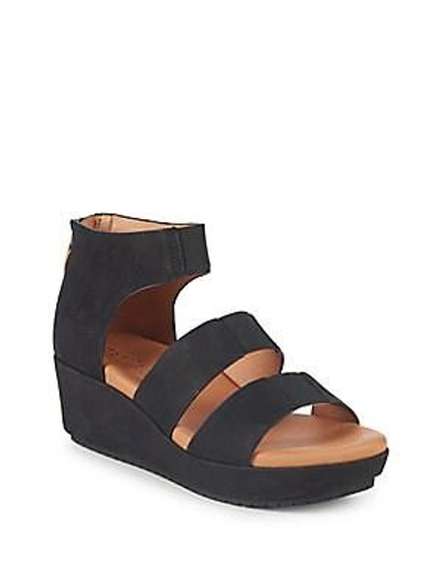 Gentle Souls By Kenneth Cole Milena Leather Wedge Sandals In Black