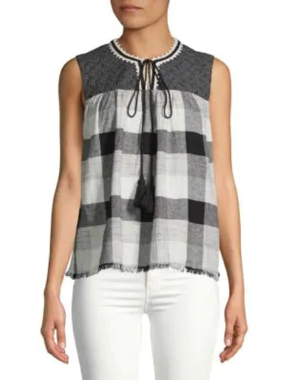 Moon River Checkered Sleeveless Top In Black Multi