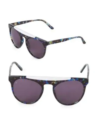 Smoke X Mirrors Atomic 52mm Round Sunglasses In Blue Glam