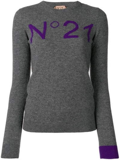 N°21 Slim Fit Logo Sweater In Grey