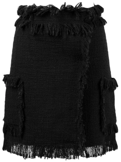 Msgm Fringe-hem Mini Skirt In Black