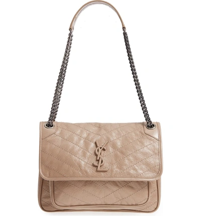 Saint Laurent Medium Niki Leather Shoulder Bag - Beige In Light Taupe