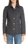 Burberry Diamond Quilted Button-front Jacket In Navy