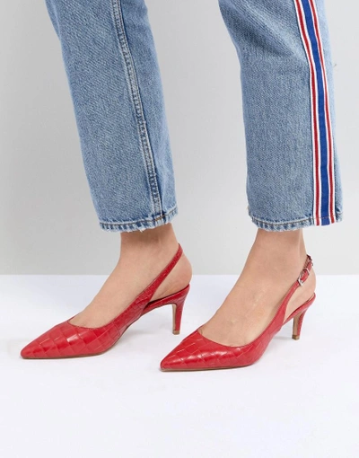 New Look Slingback Croc Effect Court-red