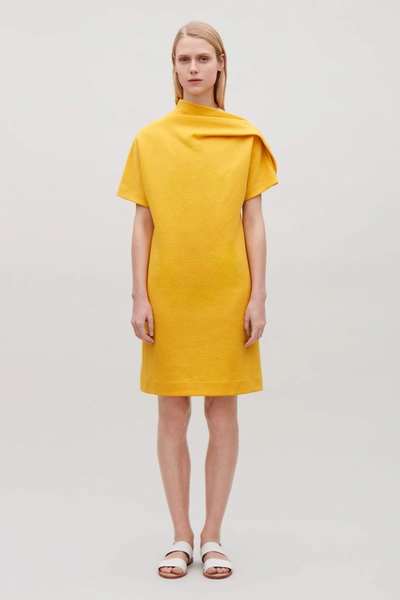 cos draped jersey dress Draped-neck In Yellow Bridal Shower