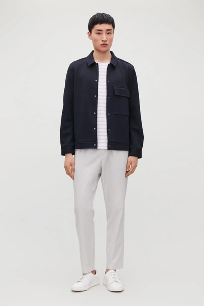 Cos Cotton-twill Shirt Jacket In Blue