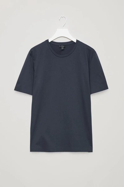 Cos Bonded Cotton T-shirt In Blue