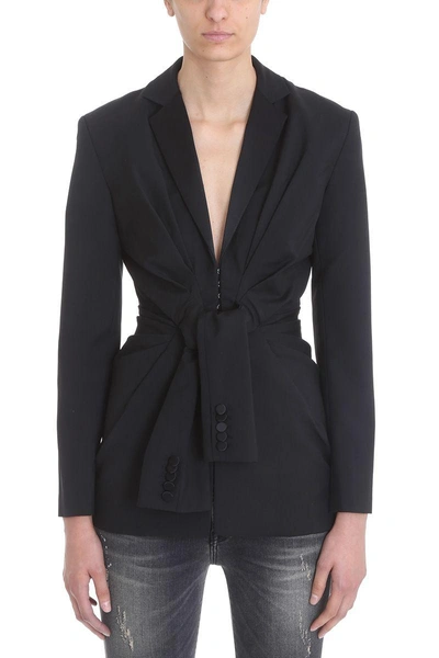 Alexander Wang Tailored Tie Front Tuxedo Jacket In Black | ModeSens