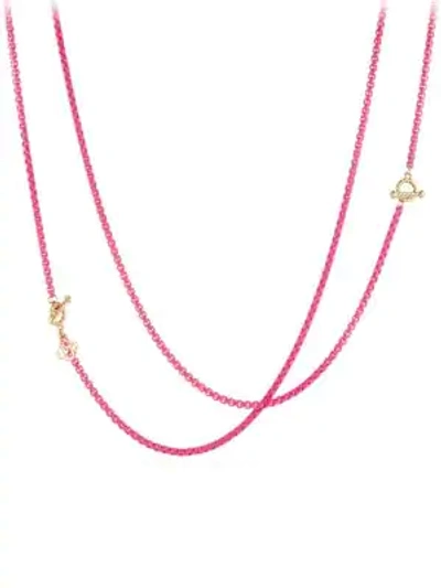 David Yurman Bel Aire Chain Necklace In Acrylic With 14k Yellow Gold Accents In Hot Pink