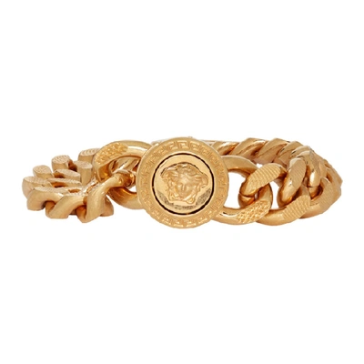 Versace Medusa-medallion Curb-link Bracelet In Gold