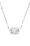 Kendra Scott Chelsea Pendant Necklace In Slate Cats Eye Cz/ Silver