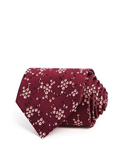 Paul Smith Tossed Mini Floral Classic Tie In Burgundy/pink/black