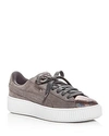 Puma Women's Luna Lux Suede Lace Up Platform Sneakers In Gray