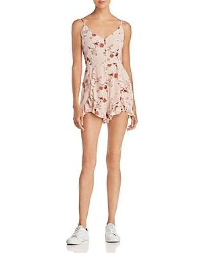 Lost And Wander Lost + Wander Rosa Ruffled Floral-print Romper In Pink Floral
