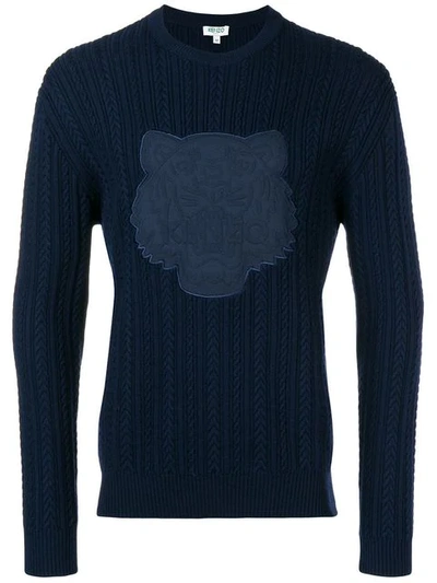 Kenzo Embroidered Tiger Knitted Jumper In Navy