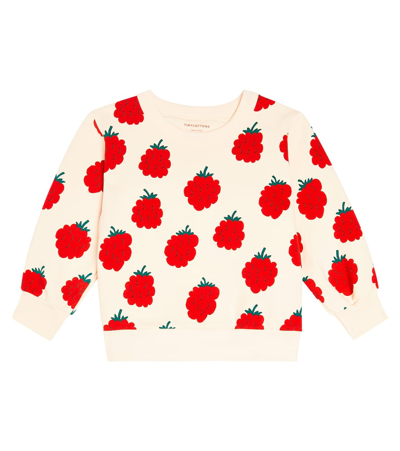 Tinycottons Raspberries Cotton Jersey Sweatshirt In Light Cream
