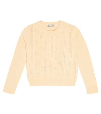 Il Gufo Kids' Cable-knit Virgin Wool Sweater In Ivory