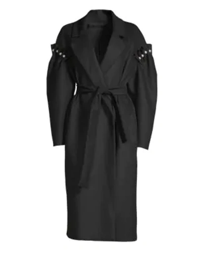 Mother Of Pearl Webb Wool & Pearl Coat In Black