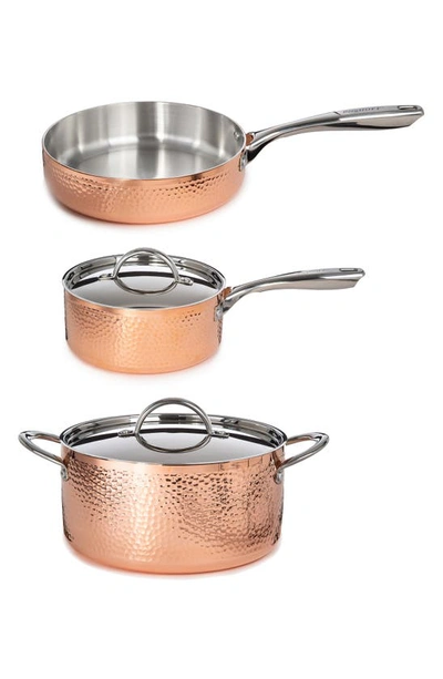 Berghoff Hammered Copper Six-piece Cookware Set In Copper Silver