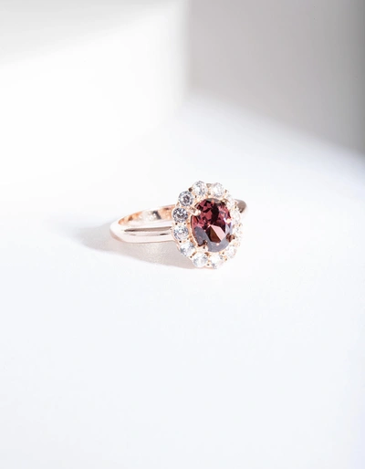 Lovisa Rose Gold Pink Stone Engagement Ring In Silver