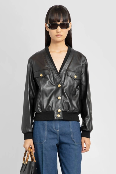 Gucci Woman Black Leather Jackets