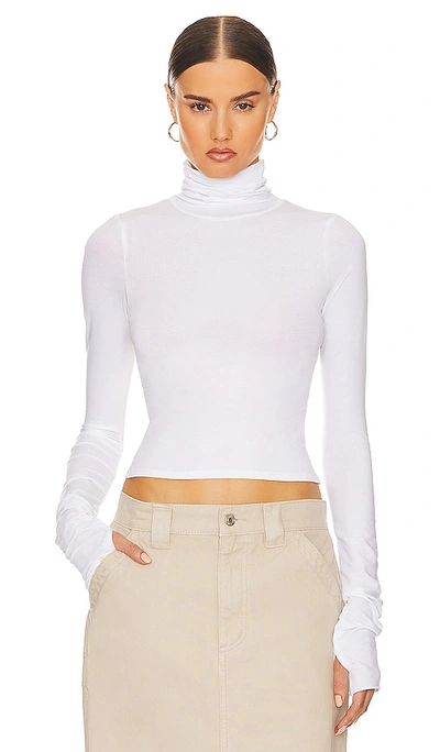 Helsa Jersey Long Sleeve Turtleneck In White