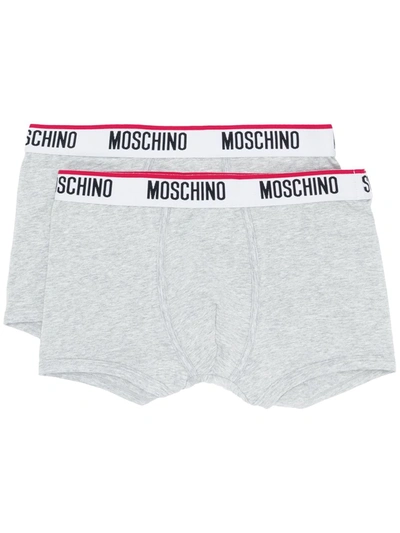 Moschino Underwear Twin Pack Logo Band Boxers In Black,white