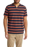 Good Man Brand Stripe Victory V-notch Premium Jersey T-shirt In Sky Captain/ Orange Stripe