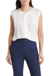 Hugo Boss Bielli Silk Cap Sleeve Top In Soft Cream