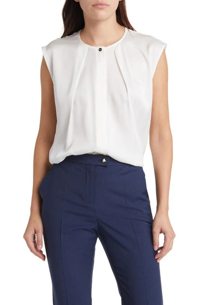 Hugo Boss Bielli Silk Cap Sleeve Top In Soft Cream